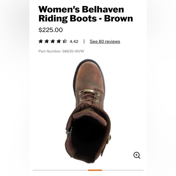 Harley Davidson Belhaven boots Size 7 in brown w/antique gold hardware. - Picture 4 of 12